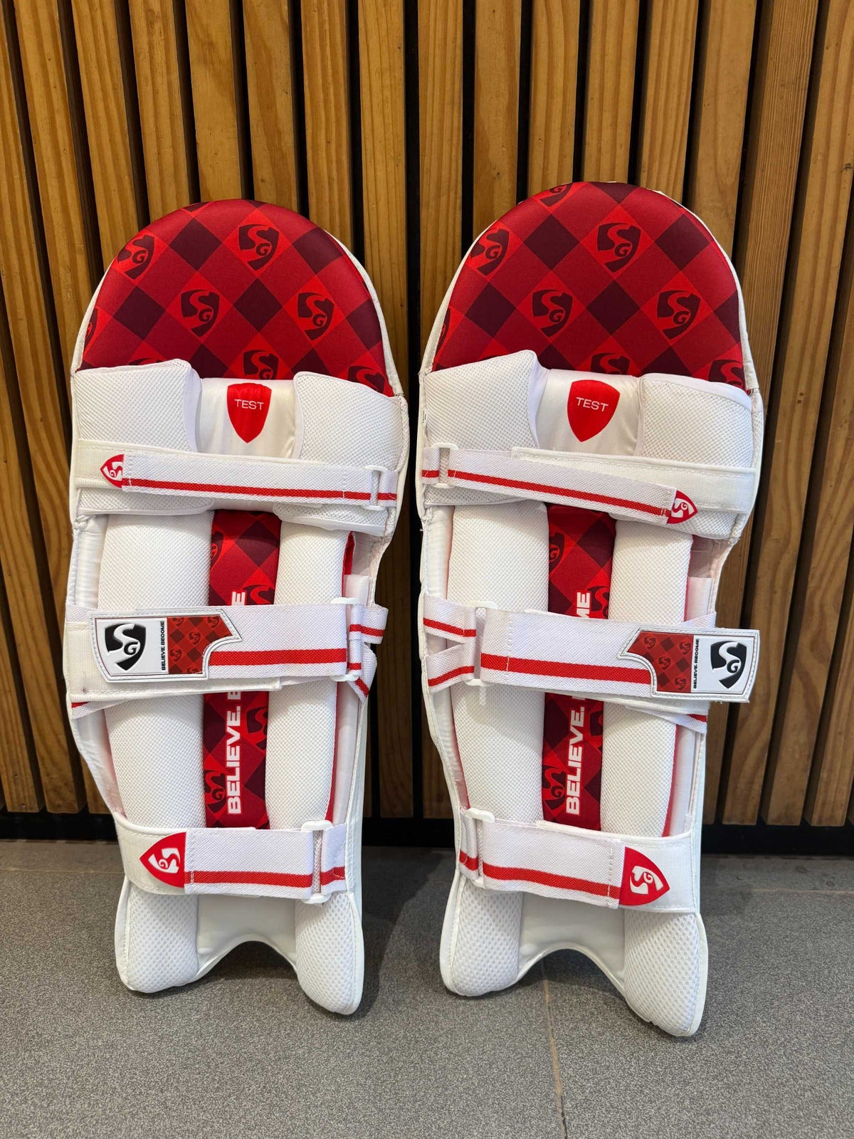 SG Test cricket batting pads breathable inner padding and straps