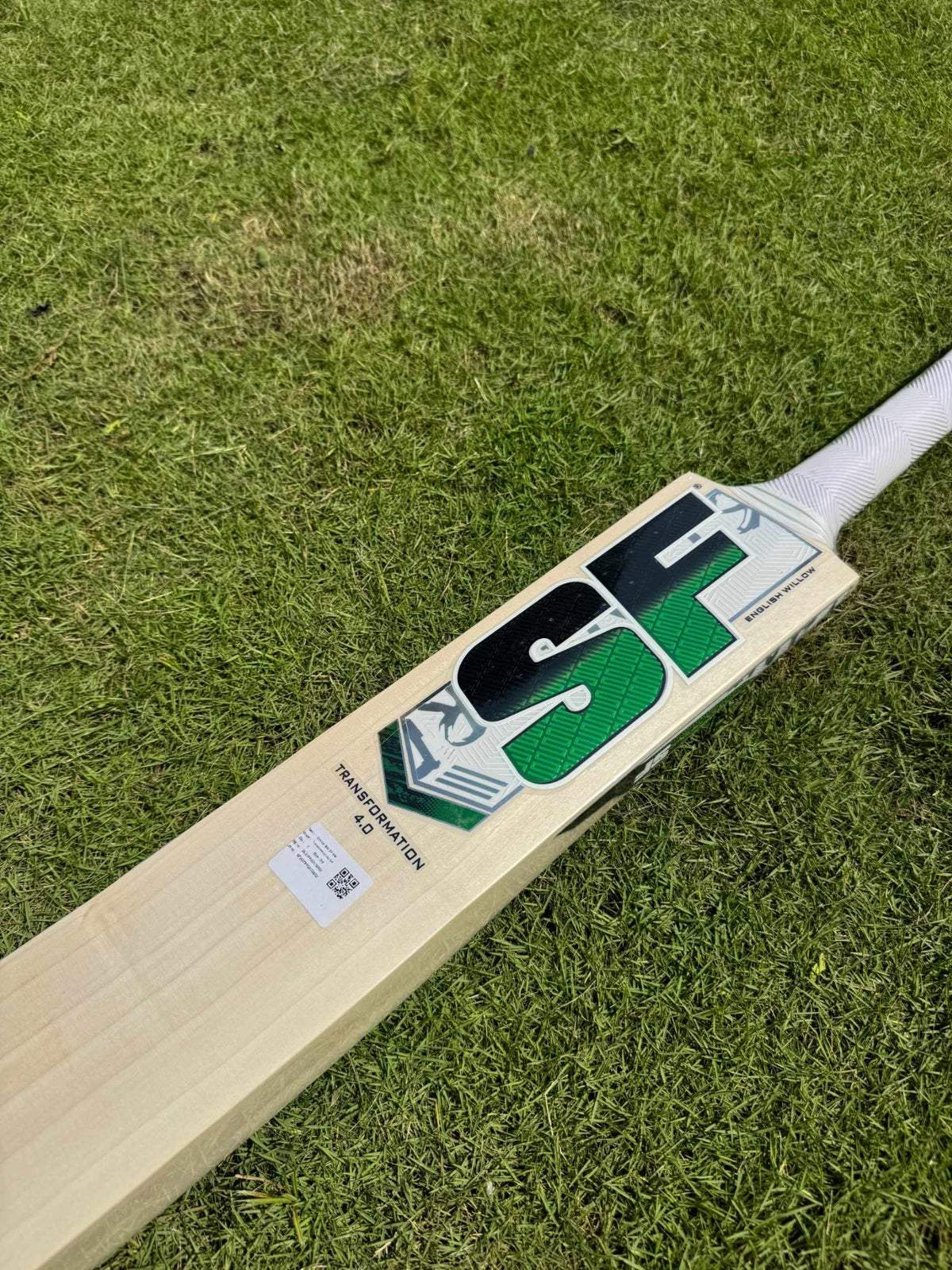 SF Transformation 4.0 cricket bat branding detail
