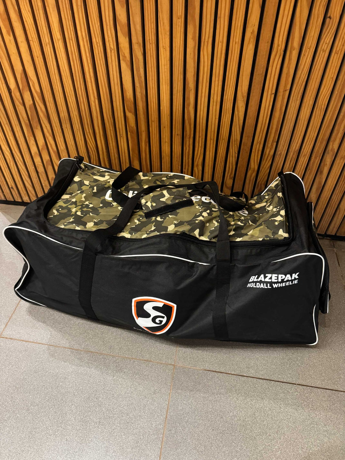 SG Blazepak Holdall Wheelie cricket kit bag front view